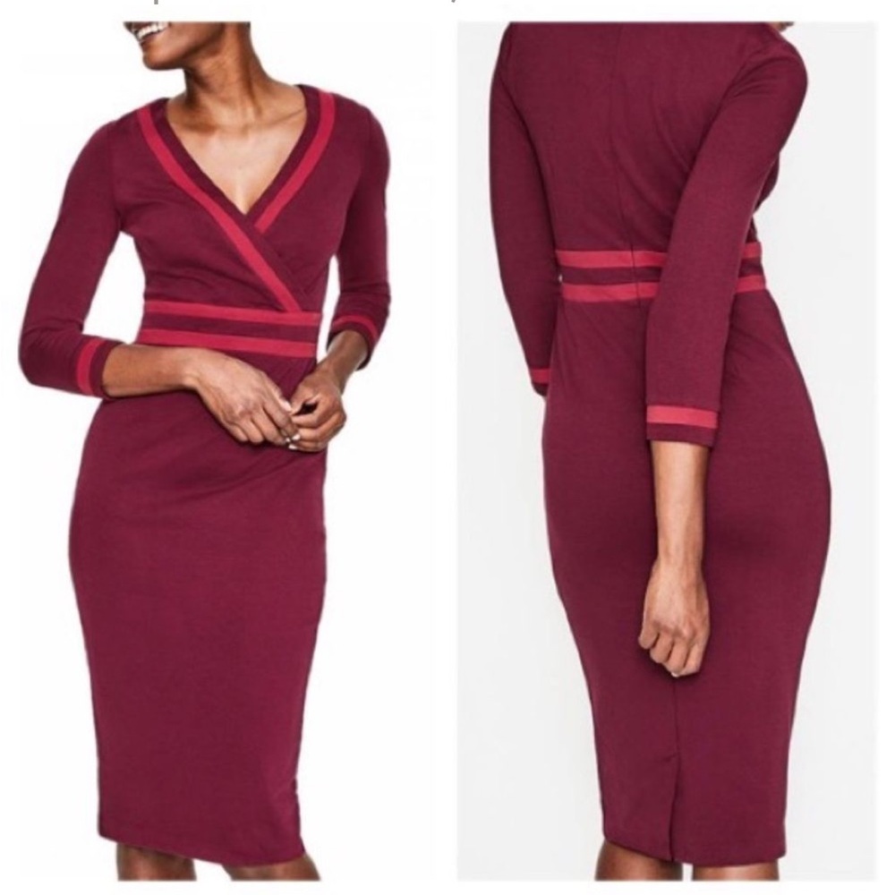 US 4L Burgundy Wrap Midi Dress